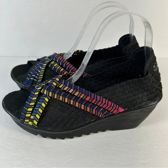 bernie mev. Black Wedges with Colorful Straps 40 - Picture 6 of 8